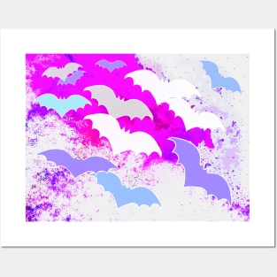 Bats In Flight Pastel Pink Posters and Art